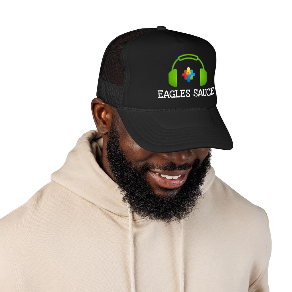 Eagles Sauce Trucker Hat — Retro Headphone Logo Foam Cap