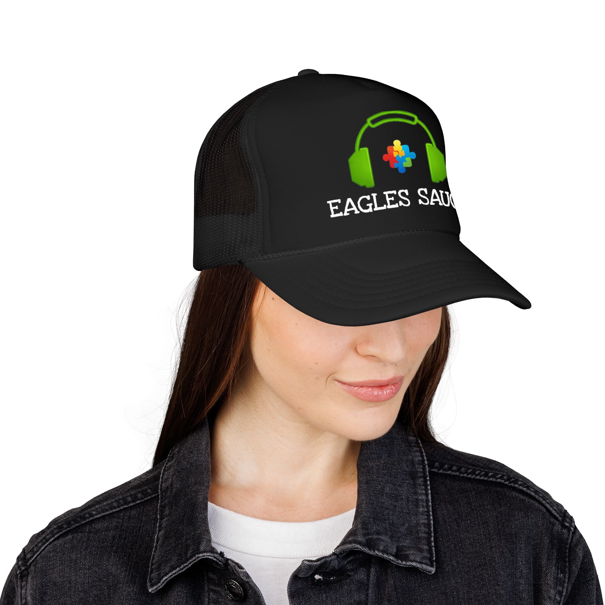 Eagles Sauce Trucker Hat — Retro Headphone Logo Foam Cap